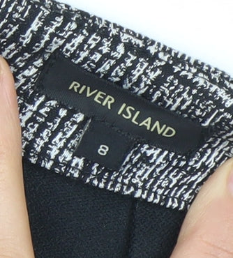 River Island Women's Black Check Pencil Skirt Size 8