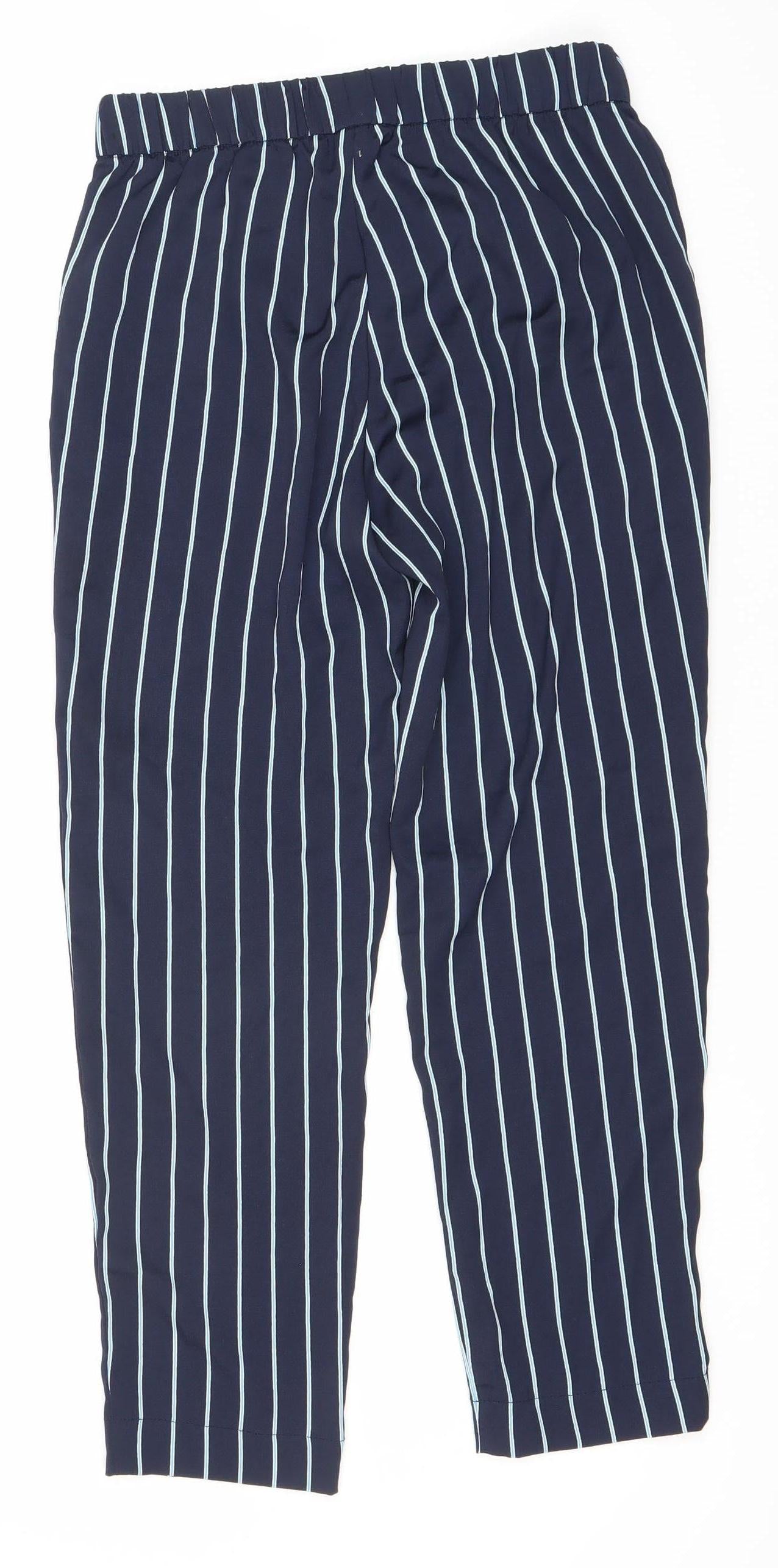 H&M Women's Blue Striped Trousers Size 8