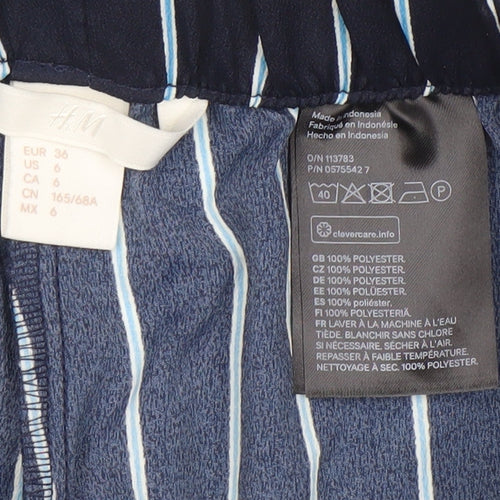 H&M Women's Blue Striped Trousers Size 8