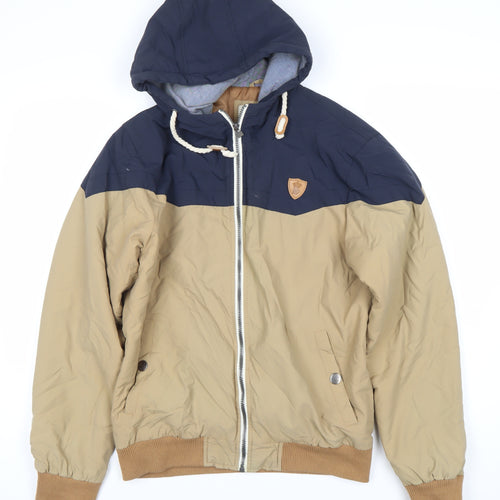 Soulstar Men's Beige Blue Hooded Puffer Jacket S