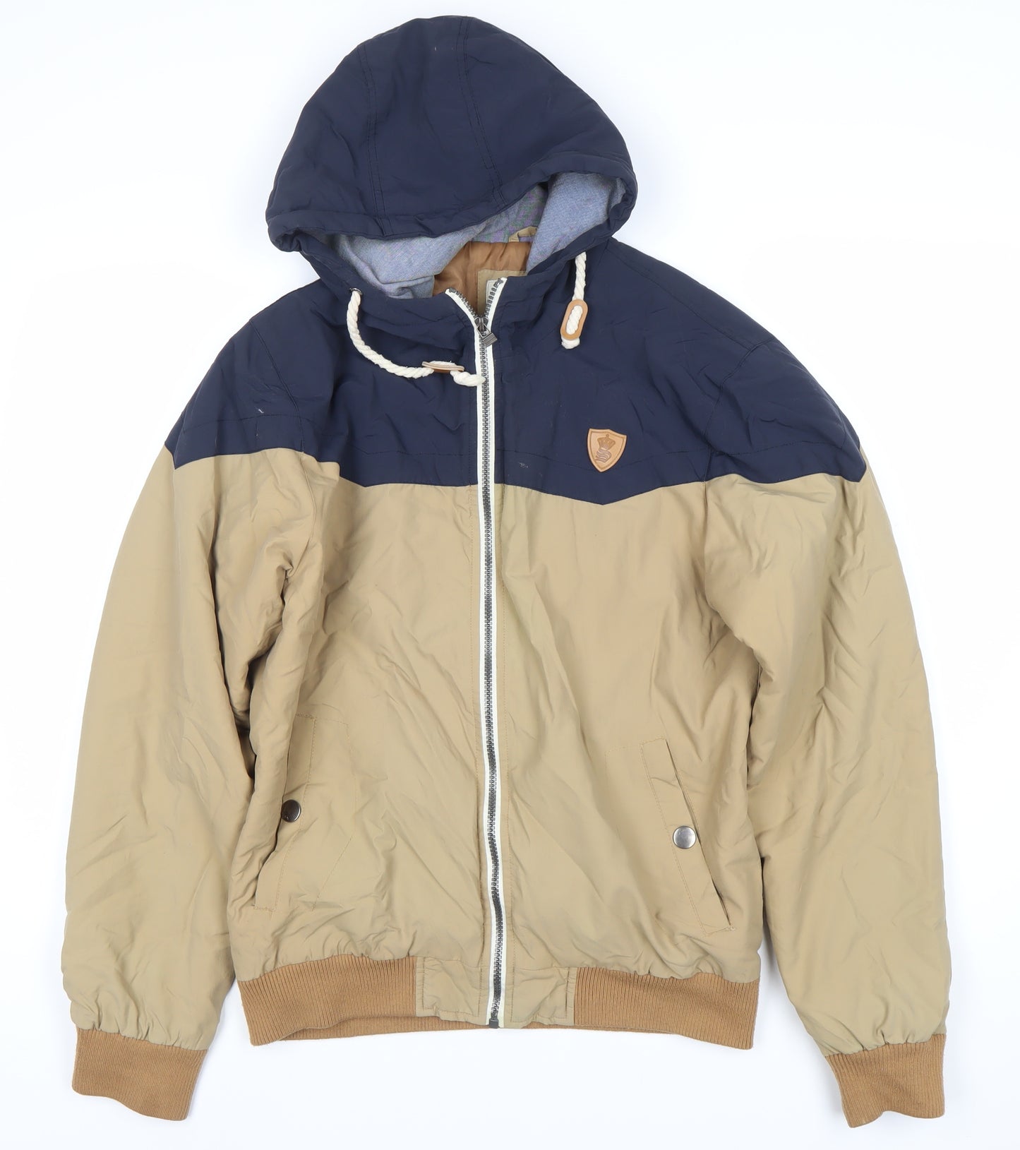 Soulstar Men's Beige Blue Hooded Puffer Jacket S