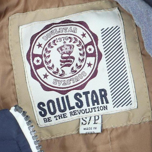 Soulstar Men's Beige Blue Hooded Puffer Jacket S
