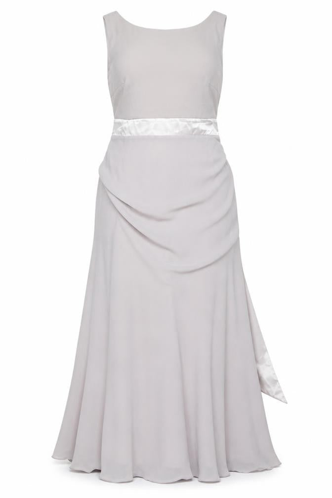 Front view of TFNC London Grey Evening Gown for Women, size 12