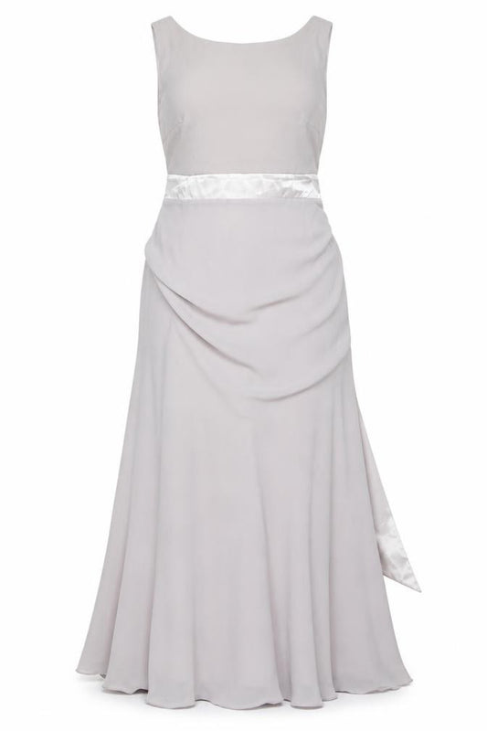 Front view of TFNC London Grey Evening Gown for Women, size 12