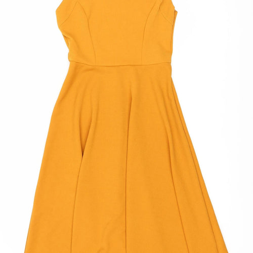 Boohoo Women's Orange A-Line Midi Dress Size 8