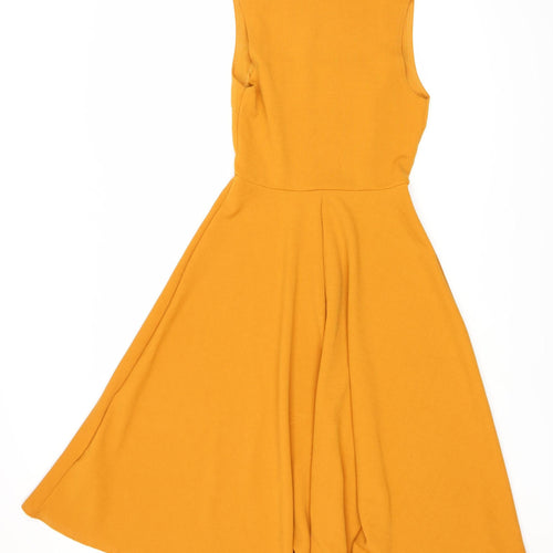 Boohoo Women's Orange A-Line Midi Dress Size 8