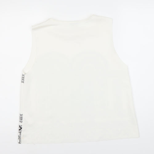 Zara Women's White Geometric Print Tank Top Size L