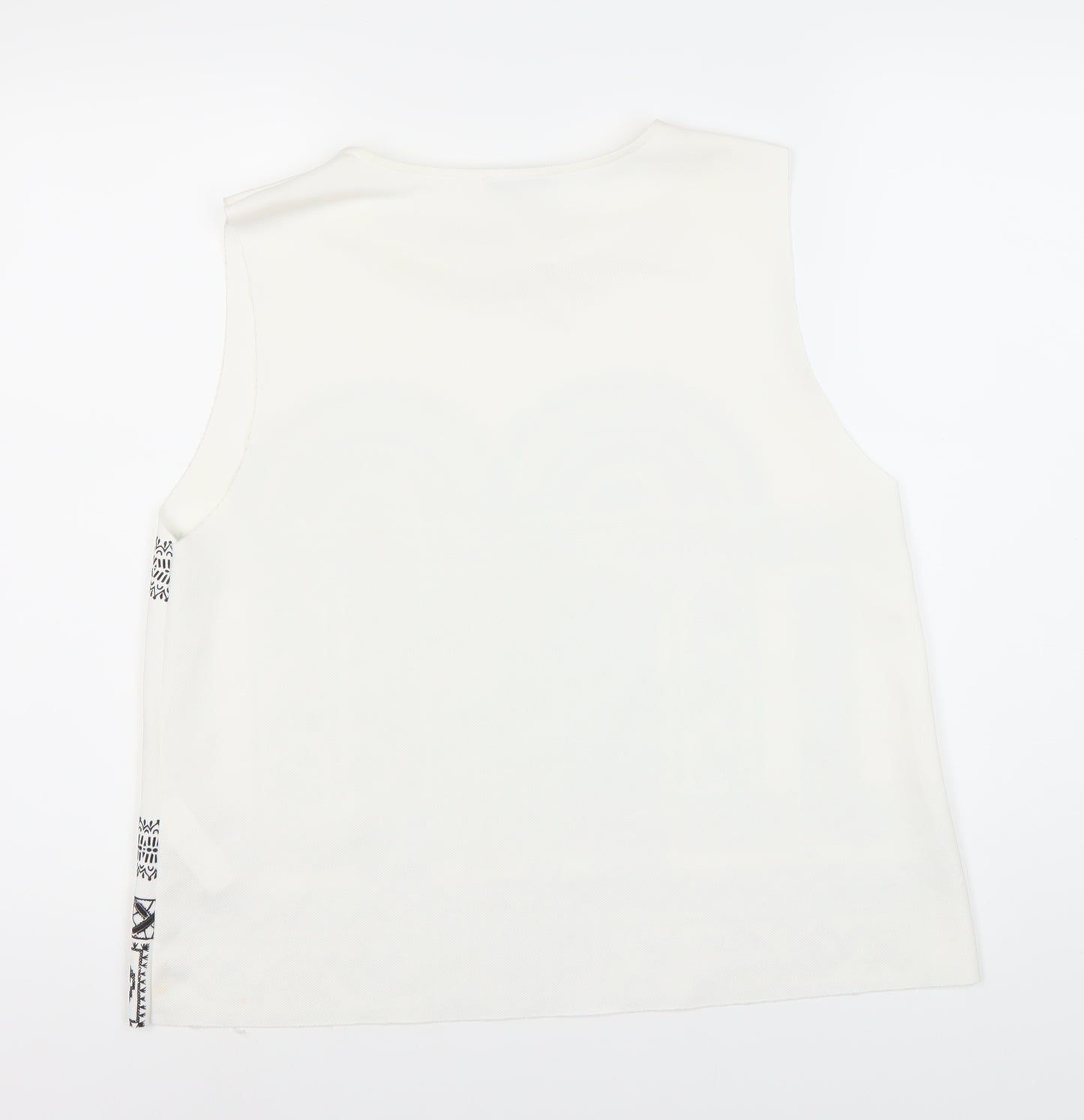 Zara Women's White Geometric Print Tank Top Size L