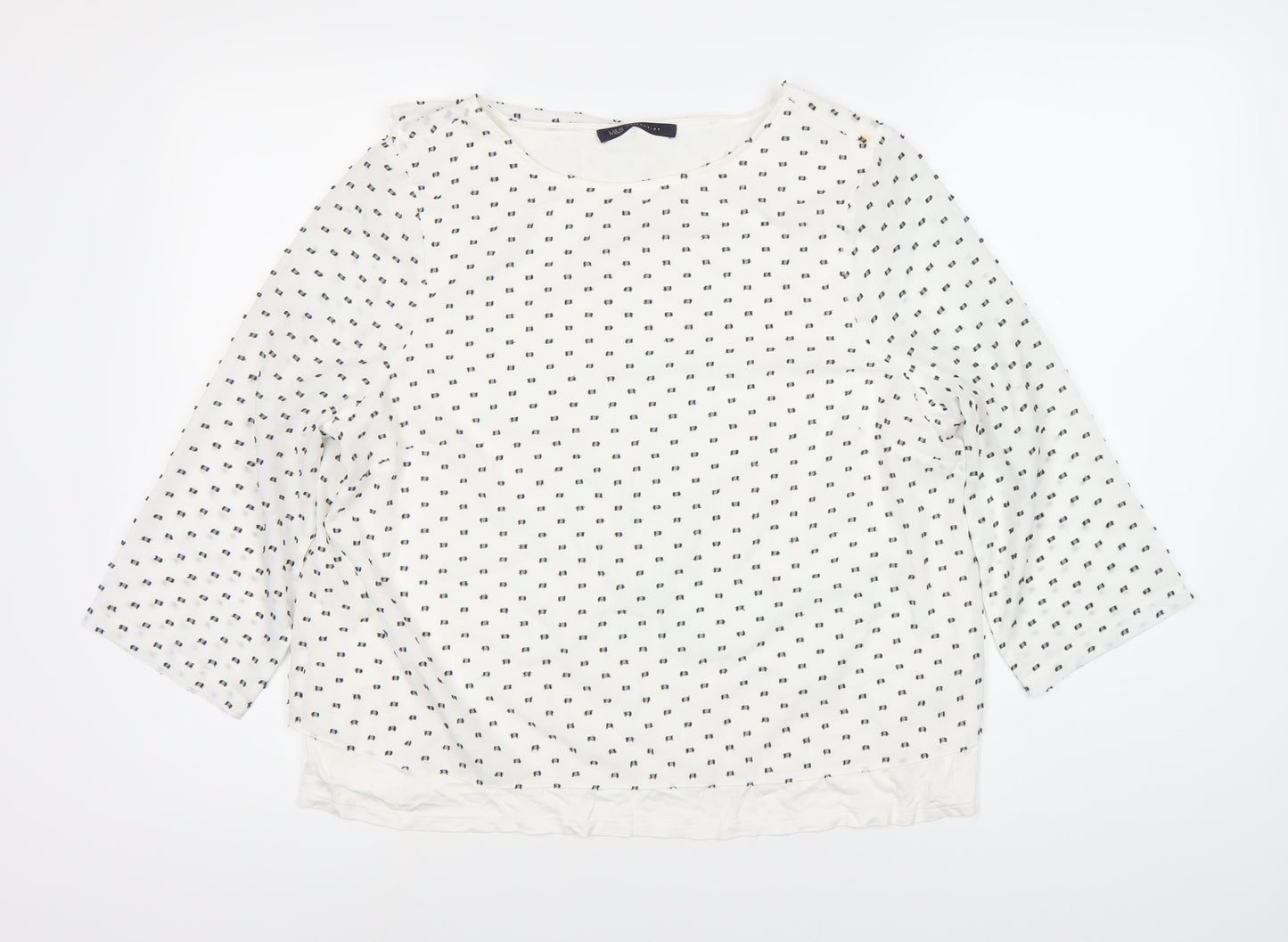 Marks and Spencer Women's White 3/4 Sleeve Viscose Blouse