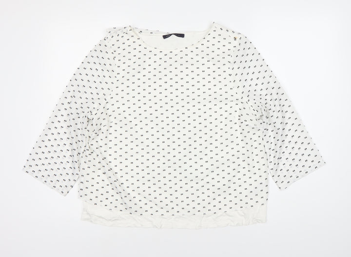 Marks and Spencer Women's White 3/4 Sleeve Viscose Blouse