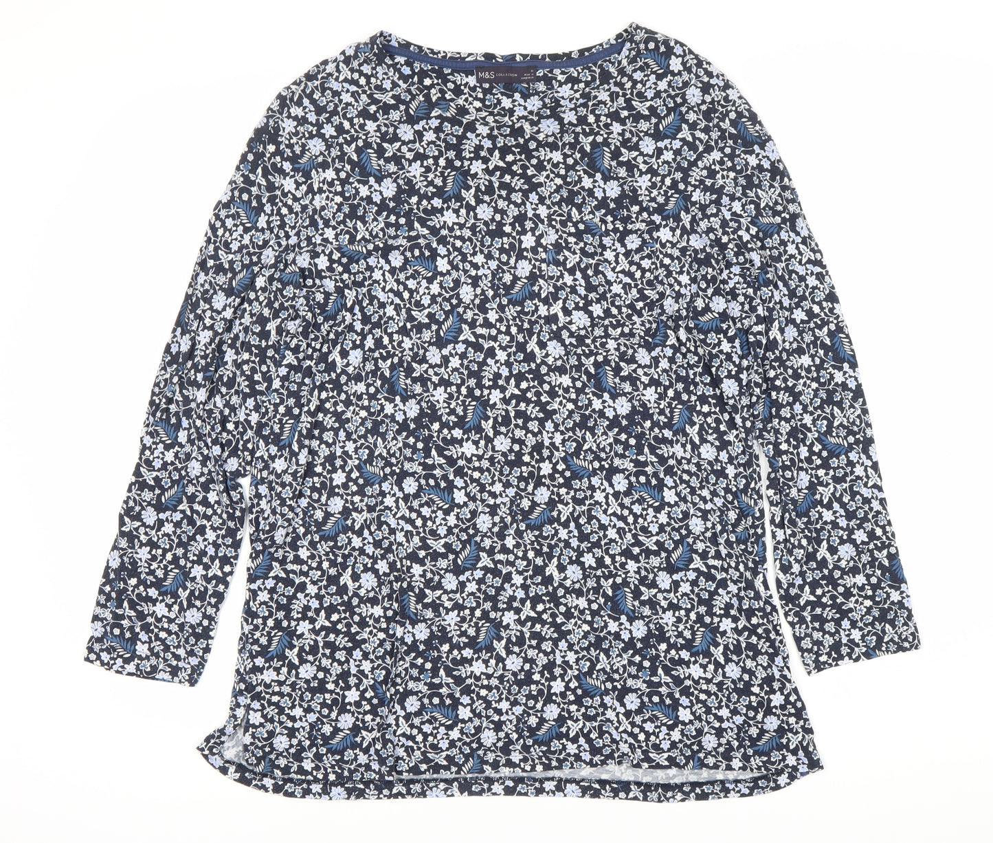 Marks and Spencer Women's Blue Floral 3/4 Sleeve Blouse