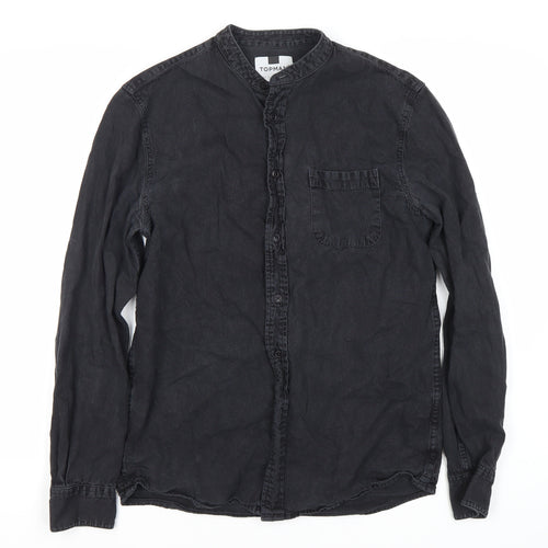 Topman Men's Black Long Sleeve Button-Up Shirt