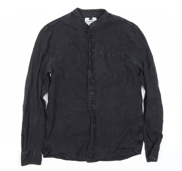 Topman Men's Black Long Sleeve Button-Up Shirt