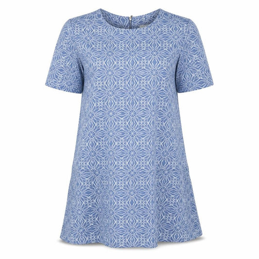 Front view of Next Women’s Blue Geometric Half Sleeve Dress