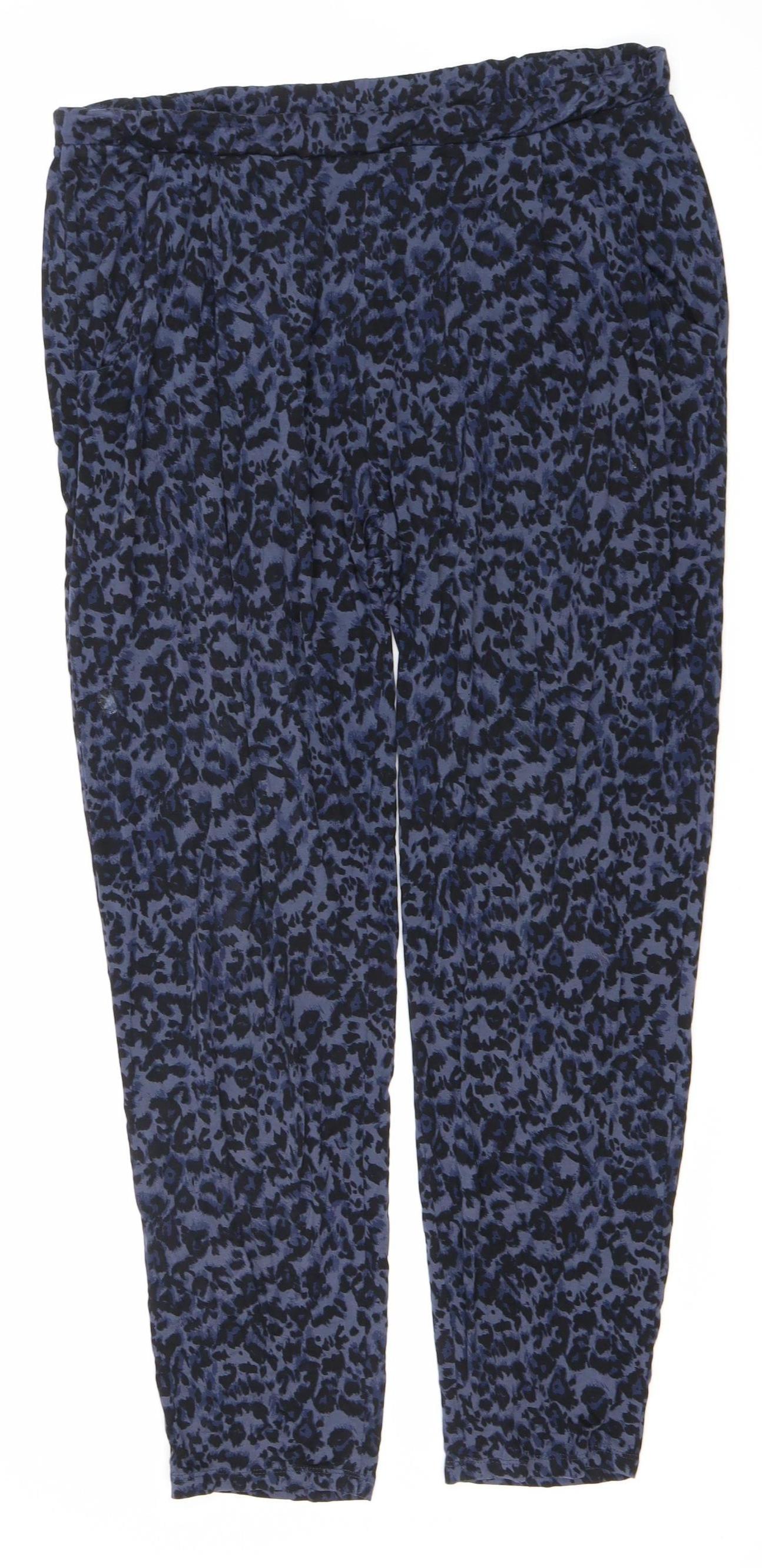 Marks and Spencer Women's Blue Animal Print Joggers Size 14
