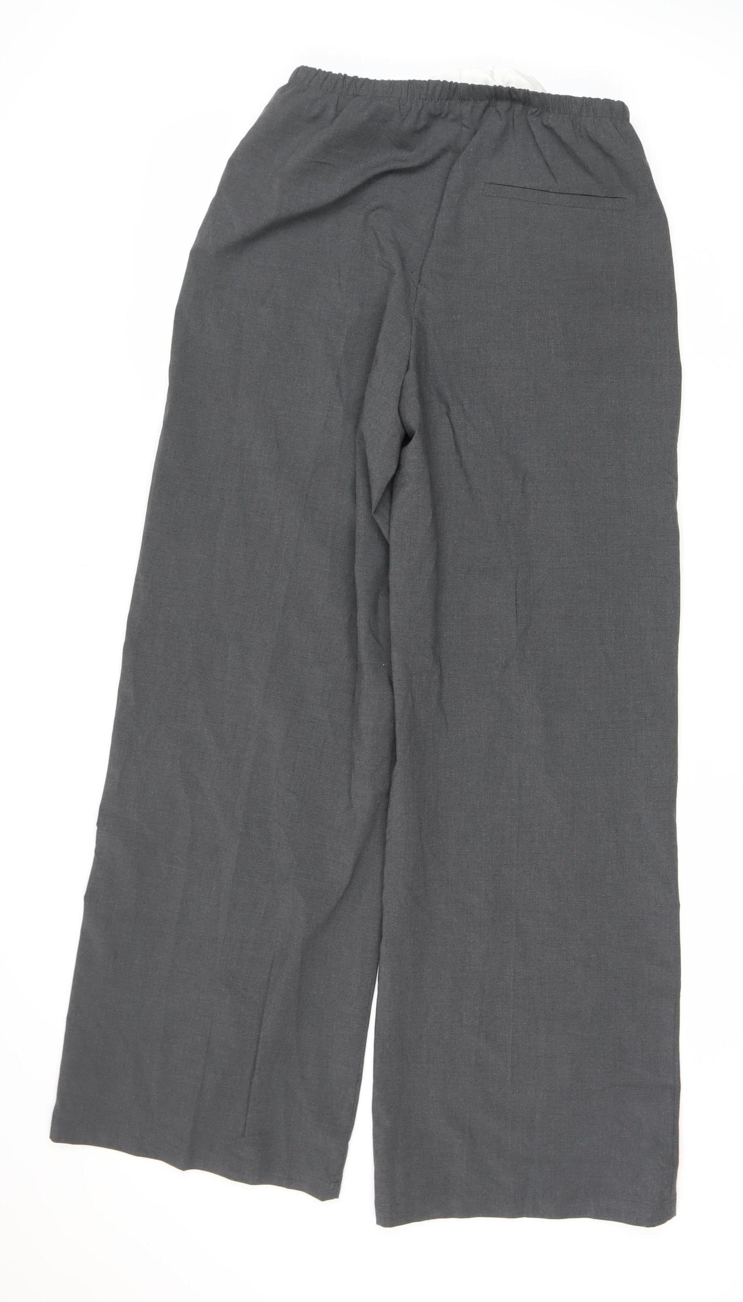 Bershka Grey Wide-Leg Women's Trousers Size 10