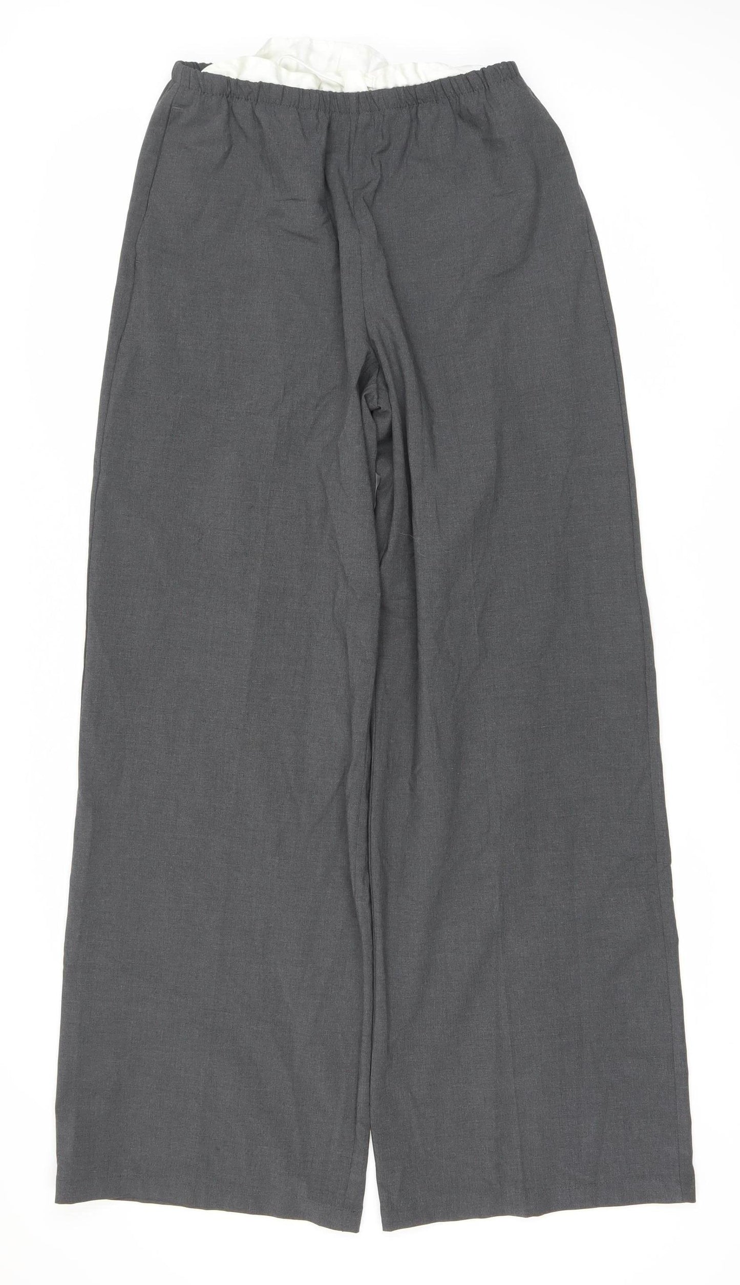 Bershka Grey Wide-Leg Women's Trousers Size 10