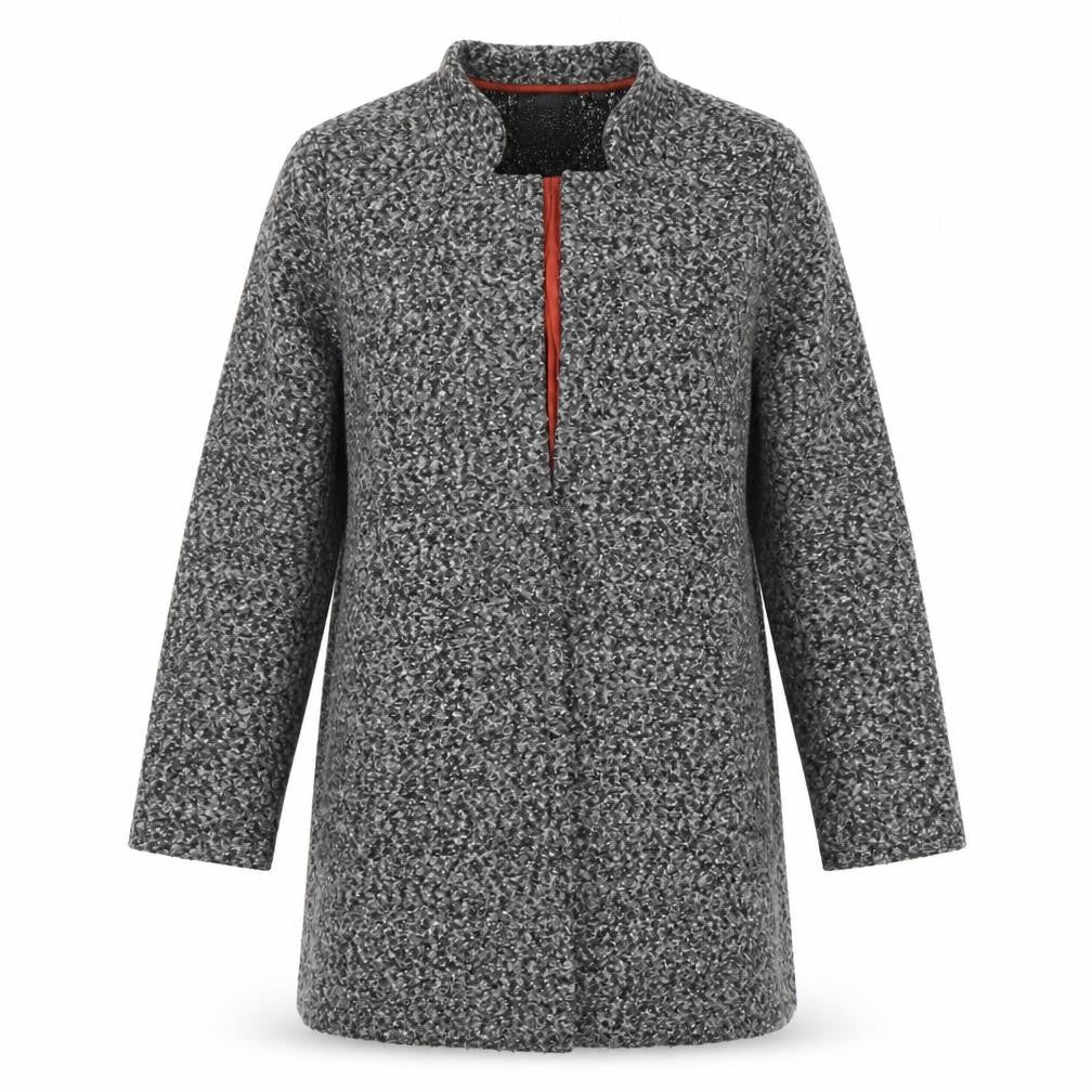 Front view of Next Women's Grey Coat, size 10, Long Sleeve