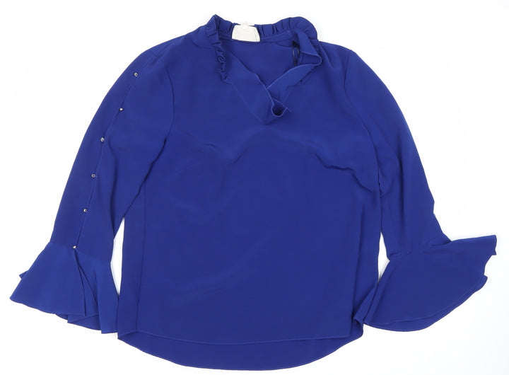 Damselfly Women Blue Bell Sleeve Blouse Size 12