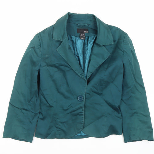H&M Green Women's Blazer, Size 6, Classic Fit, Lined