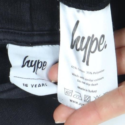 Hype Boys Black Logo Pullover Hoodie 16 Years