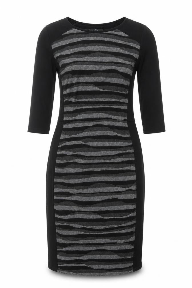 Front view of Blue Chameleon Women's Black Grey Pencil Dress, size 10