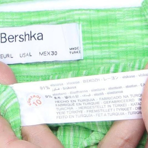 Bershka Green Trousers for Women, Size L, Viscose Blend