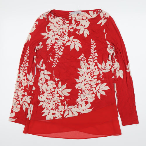 Marks and Spencer Women's Red Floral Blouse Size 12