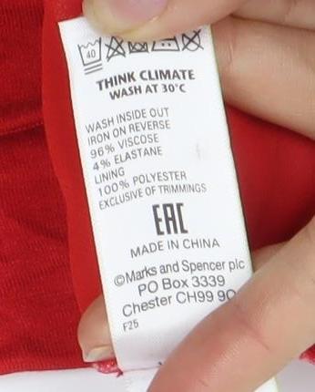 Marks and Spencer Women's Red Floral Blouse Size 12