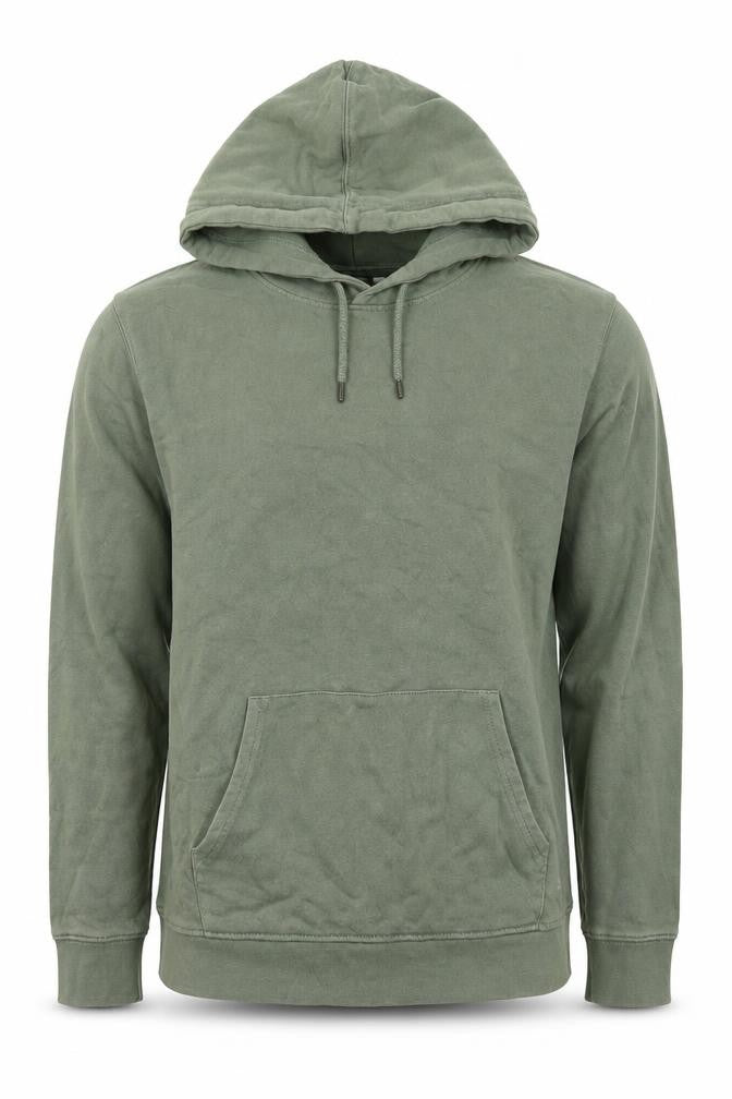 Front view of Topman Men's Green Pullover Hoodie S