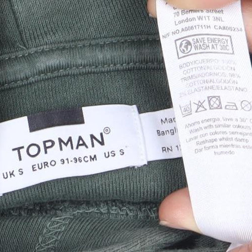 Topman Men's Green Pullover Hoodie S