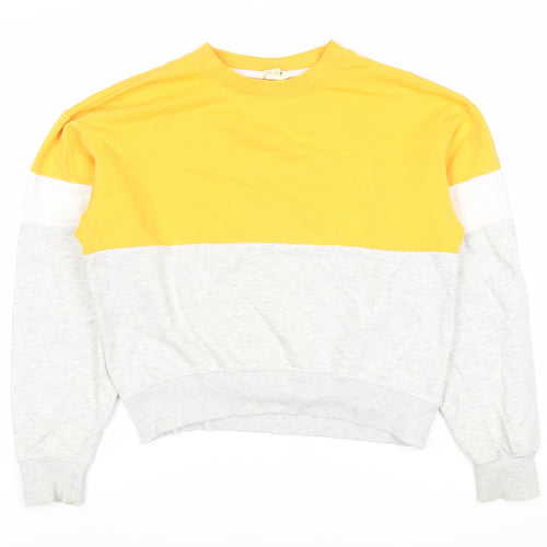 H&M Girls Colourblock Sweatshirt - Yellow/Grey 13-14 Years