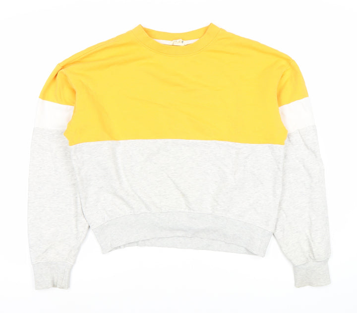 H&M Girls Colourblock Sweatshirt - Yellow/Grey 13-14 Years