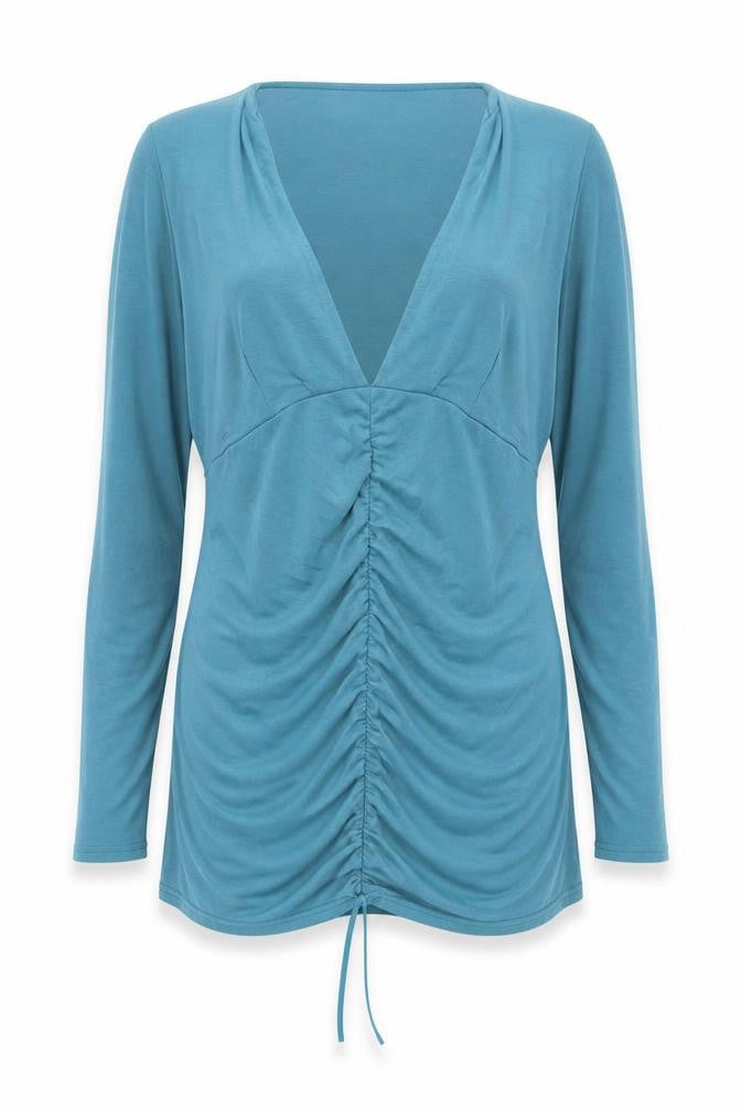 Front view of PRETTYLITTLETHING Women's Blue Long Sleeve Dress, size 20