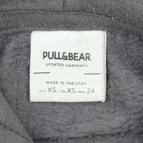 Pull&Bear Unisex Grey XS Hoodie with Drawstring and Hood