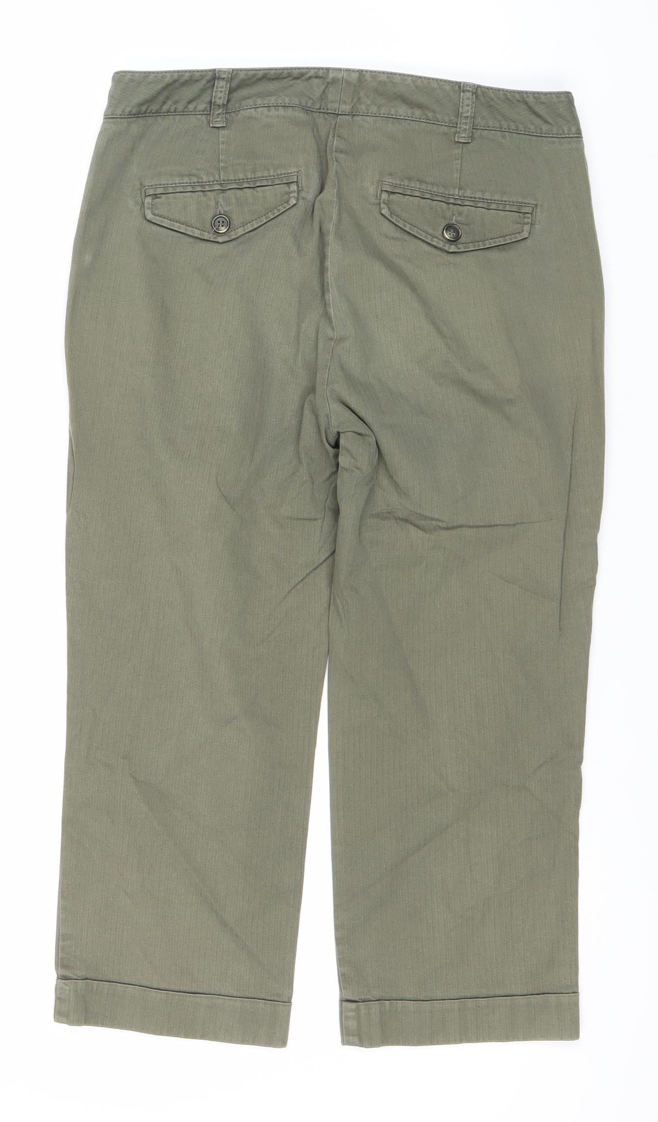 Marks and Spencer Chino Trousers, Green, Size 10, Women's