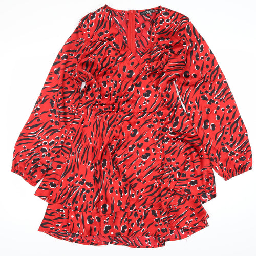 Q/S Women's Red Short Wrap Dress, Size 12