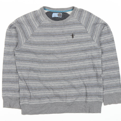 Next Men's Grey Striped Pullover Sweatshirt S