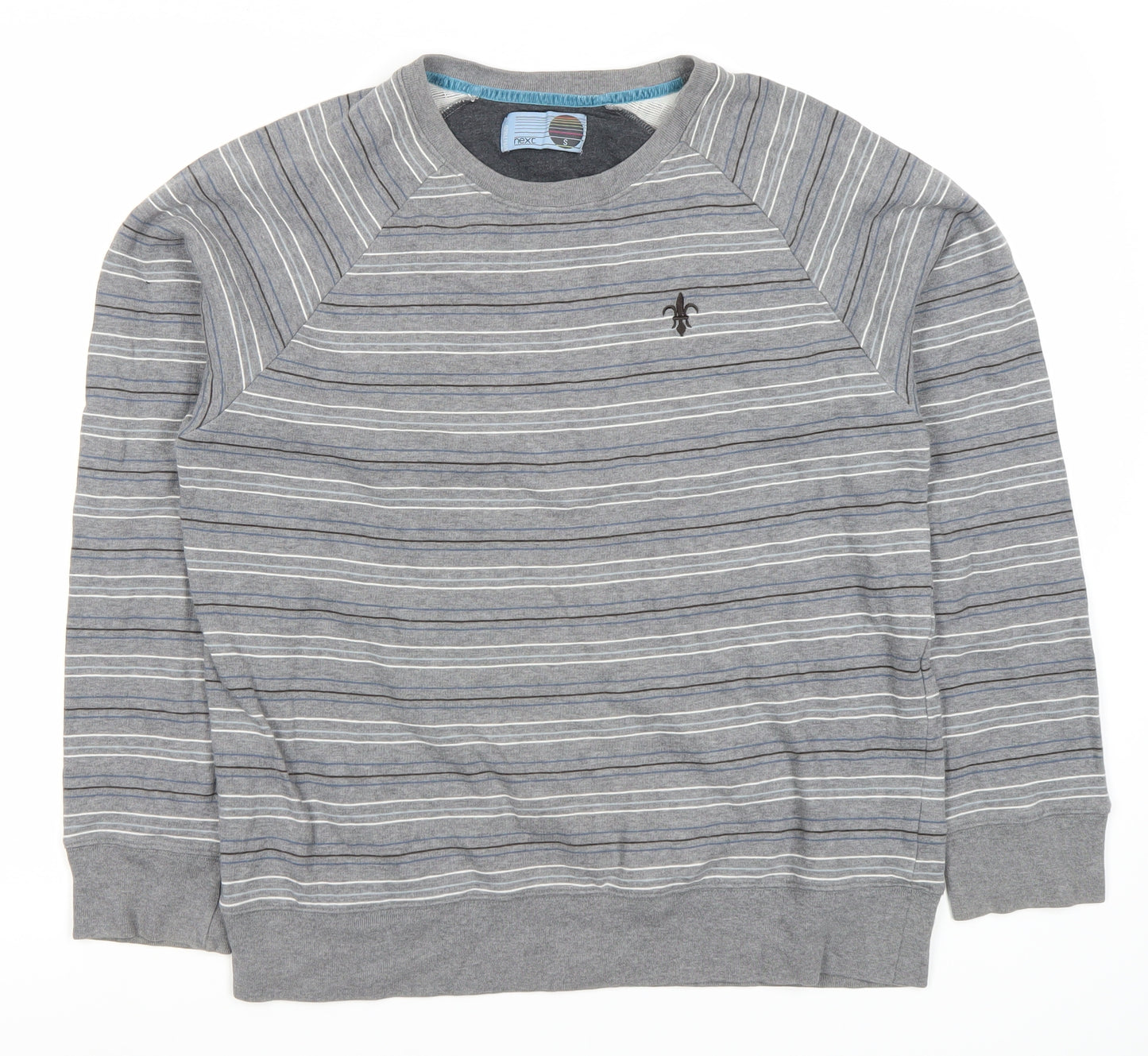 Next Men's Grey Striped Pullover Sweatshirt S