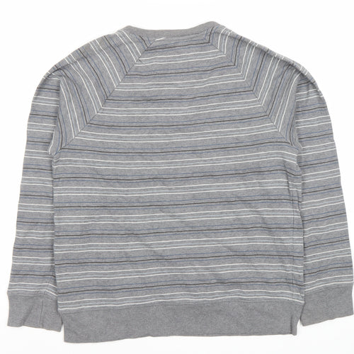 Next Men's Grey Striped Pullover Sweatshirt S