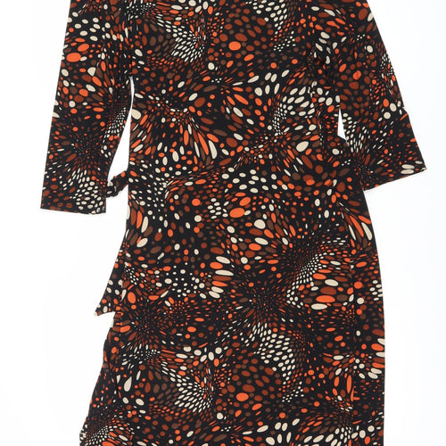 Per Una Women's Black Wrap Dress Size 14 Geometric