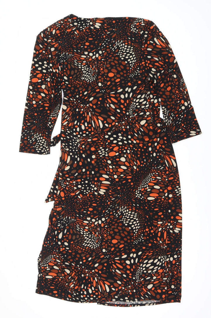 Per Una Women's Black Wrap Dress Size 14 Geometric
