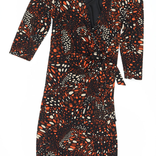 Per Una Women's Black Wrap Dress Size 14 Geometric
