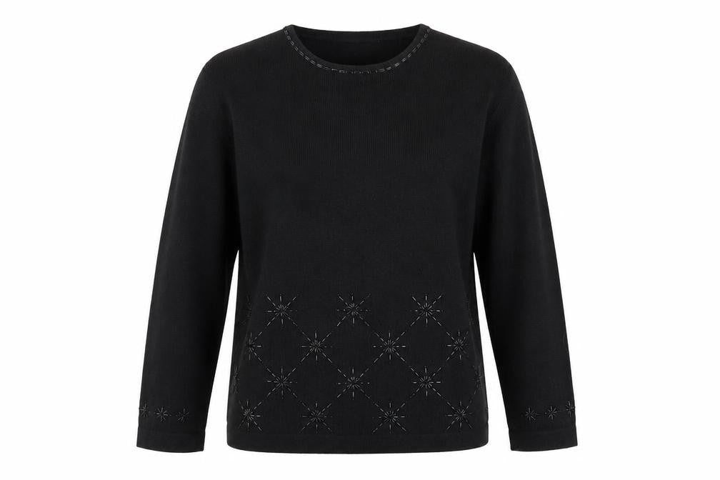 Front view of JFW Classics Women's Black Wool Pullover, size S
