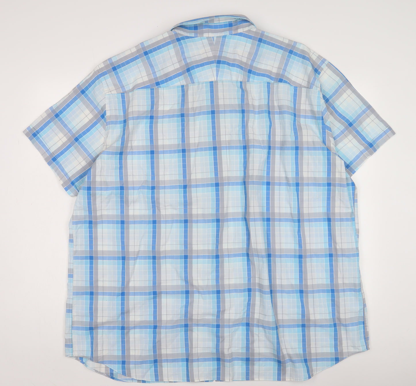 Thomas Nash Men's Blue Plaid Short Sleeve Shirt XXL
