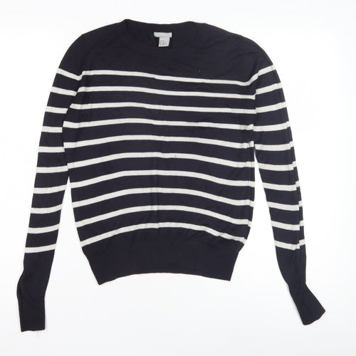 H&M Women's Black Striped Pullover Jumper XS