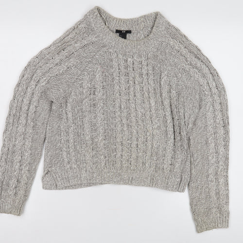H&M Women's Grey Cable-Knit Pullover Jumper, Size S