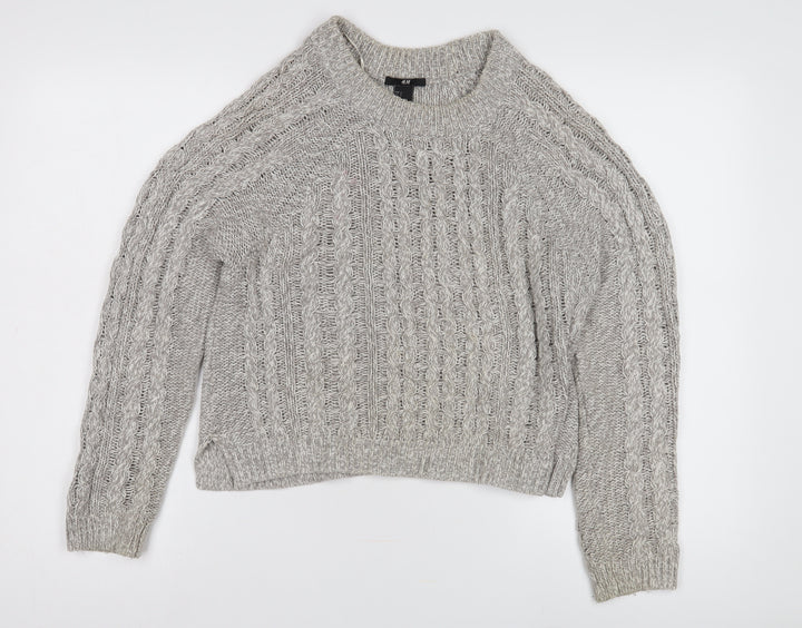 H&M Women's Grey Cable-Knit Pullover Jumper, Size S