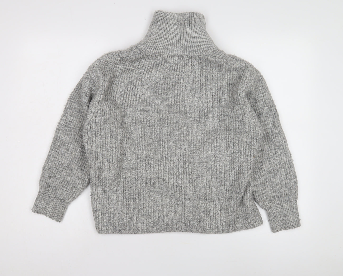 Pull&Bear Women's Grey Full Zip High Neck Jumper XS