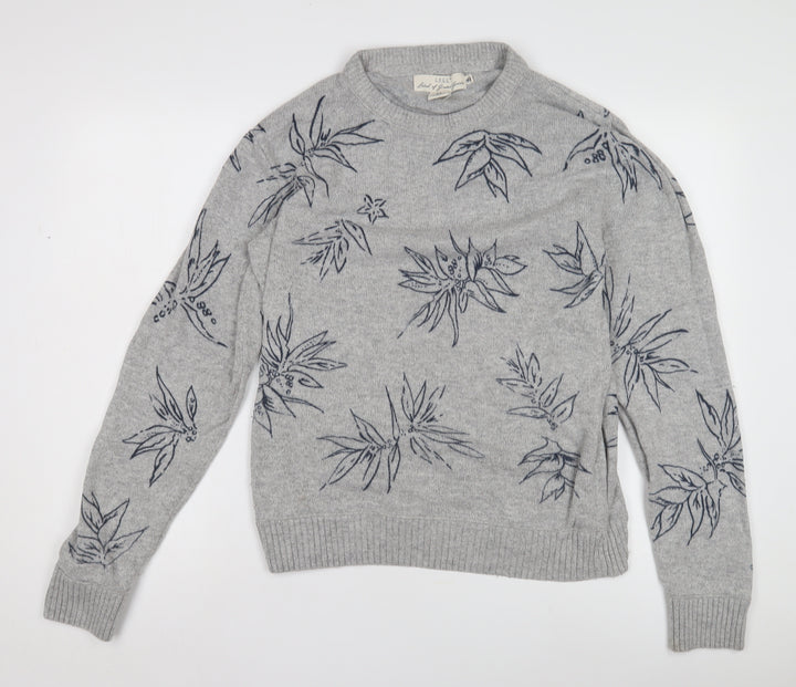 H&M Women's Grey M Floral Jumper - L.O.G.G.